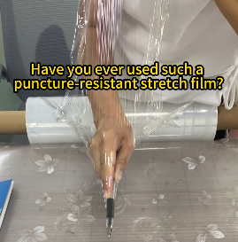 Puncture-resistant stretch film: Puncture-resistant and tear-resistant, effectively protecting against damage from sharp edges of wooden crates, metal parts, pipes, and other sharp points.